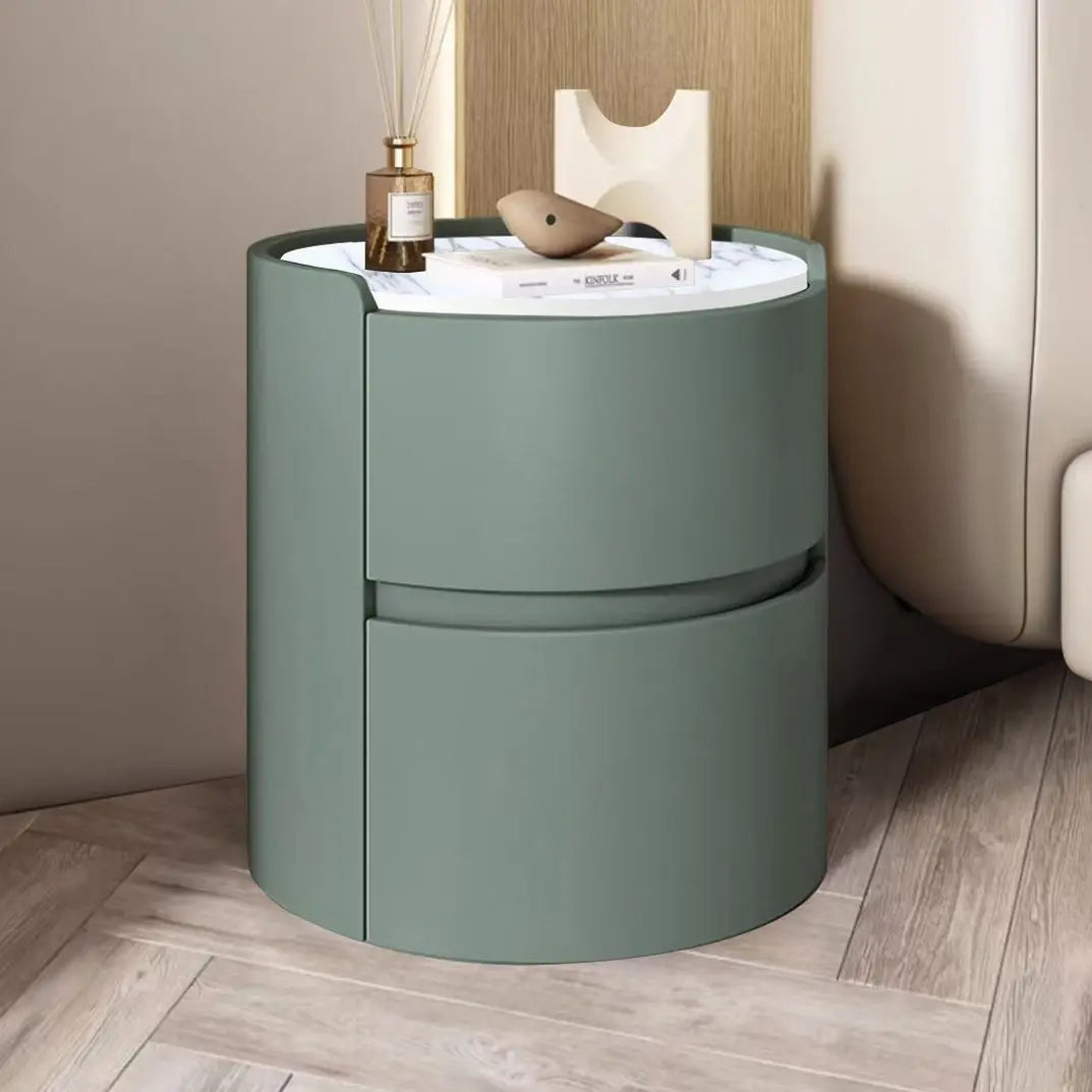 Light Luxury Round Leather Bedside Table Bedroom Bedside Cabinet Living Room Storage Cabinet Creative Bedroom Storage Cabinets