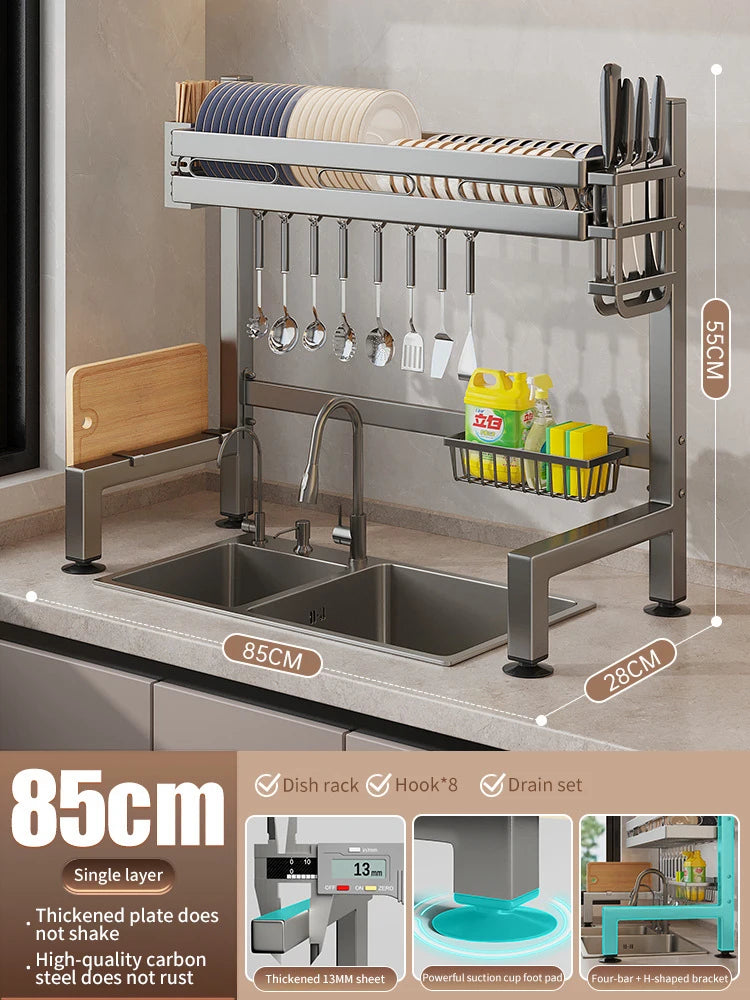 Kitchen Sink Dishwashing Double Layers Tablewares Storage Shelf Multi-functional Dish Drainer Countertop Organizer Accessories