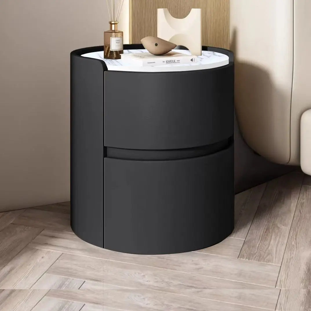 Light Luxury Round Leather Bedside Table Bedroom Bedside Cabinet Living Room Storage Cabinet Creative Bedroom Storage Cabinets