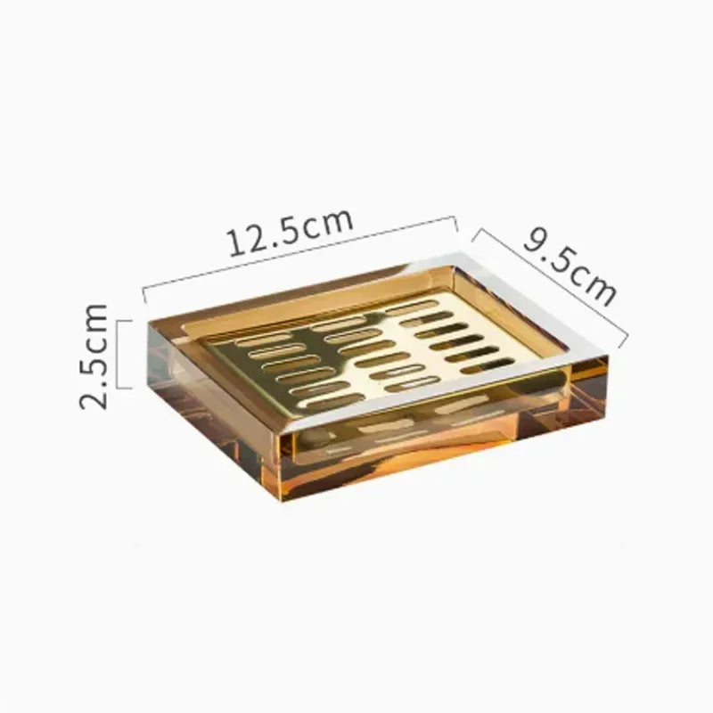 Light Luxury Crystal Glass Bathroom Accessories Set High End Shampoo Bottle Cotton Swab Jar Storage Tray Hotels Bathroom Decor