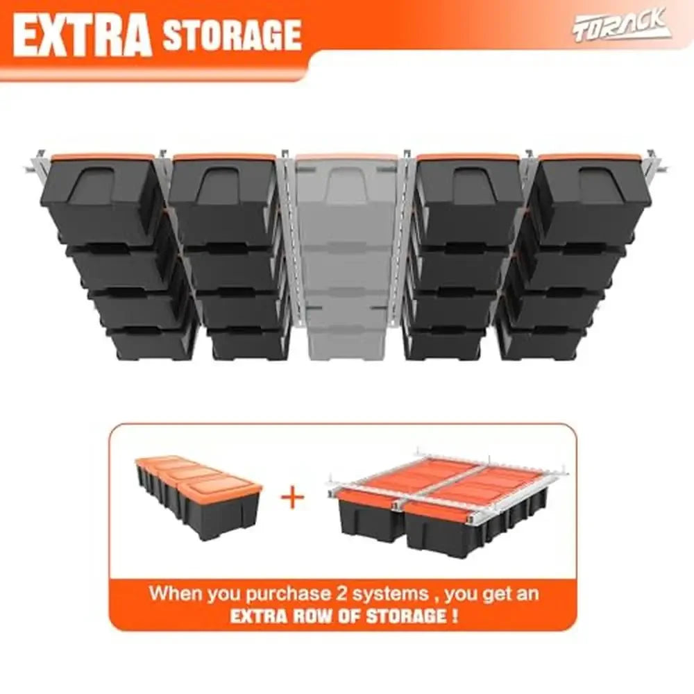 Overhead Tote Storage Rack Heavy Duty Steel Garage Storage System Smart Organization Solution(MAX 300lbs)Ideal Garage Attic