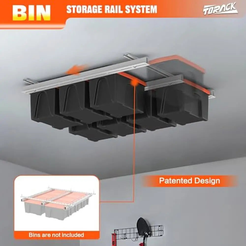 Overhead Tote Storage Rack Heavy Duty Steel Garage Storage System Smart Organization Solution(MAX 300lbs)Ideal Garage Attic