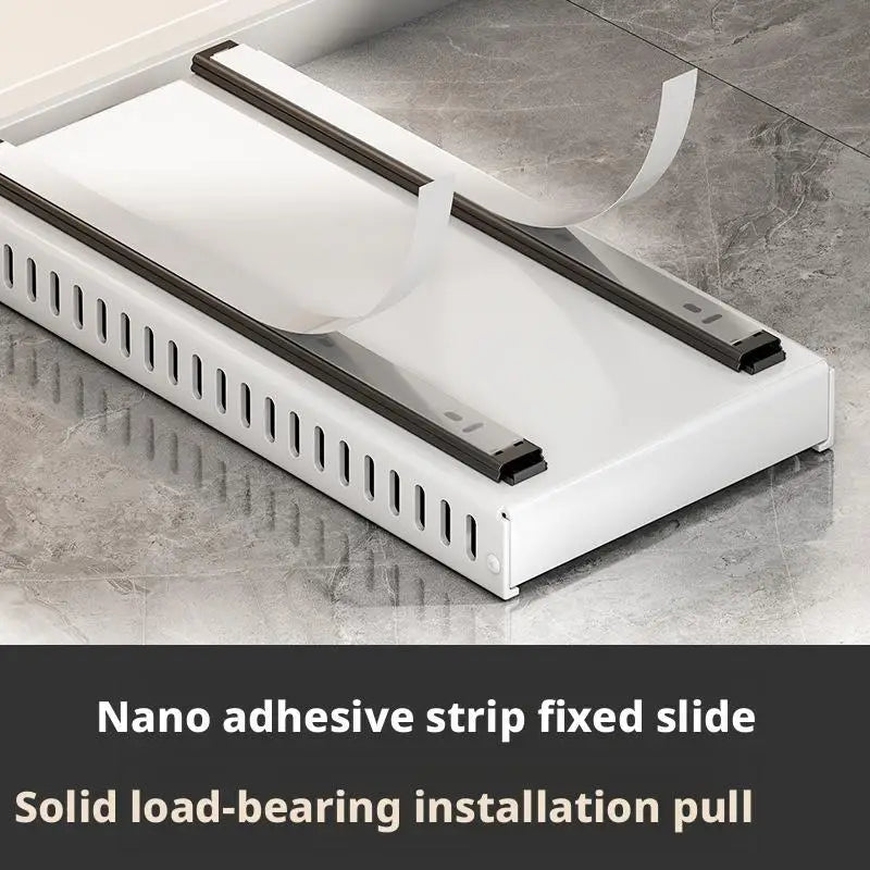 Pots and Pans Organizer Under Cabinet Sliding Pot Lid Storage Holder Kitchen Adjustable Slide Out Dish Pan Storage Rack Shelf