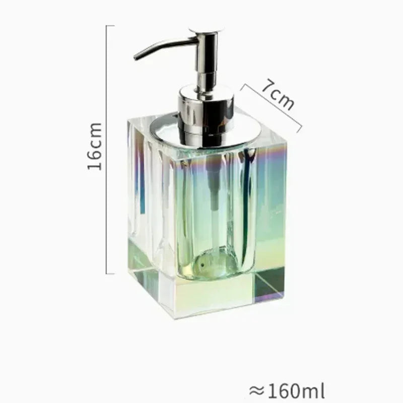 Light Luxury Crystal Glass Bathroom Accessories Set High End Shampoo Bottle Cotton Swab Jar Storage Tray Hotels Bathroom Decor