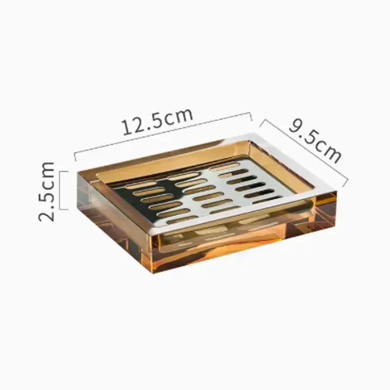 Light Luxury Crystal Glass Bathroom Accessories Set High End Shampoo Bottle Cotton Swab Jar Storage Tray Hotels Bathroom Decor