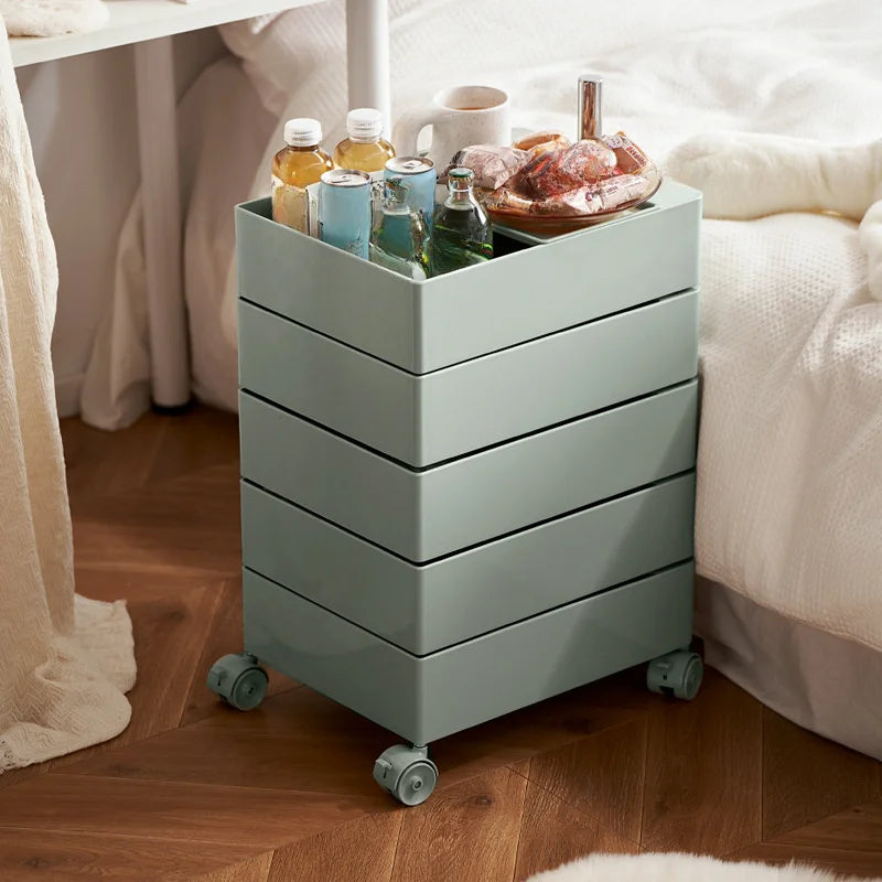 Rotating Storage Cabinet Movable Bedside Table Side Cabinet Cosmetic Storage Cabinet Bedroom Living Room Furniture  Nightstand