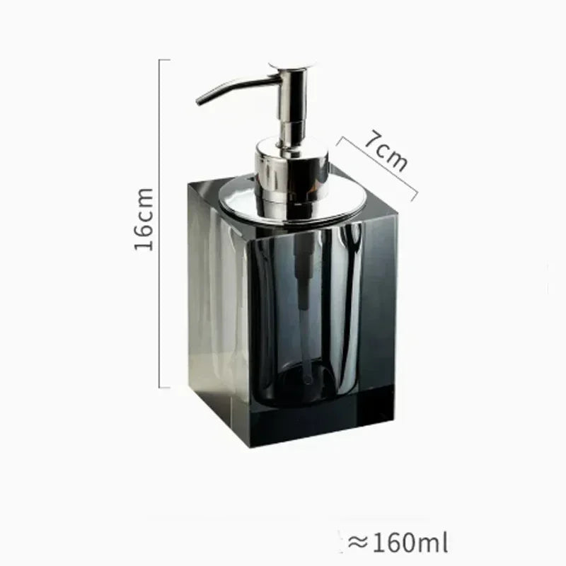 Light Luxury Crystal Glass Bathroom Accessories Set High End Shampoo Bottle Cotton Swab Jar Storage Tray Hotels Bathroom Decor