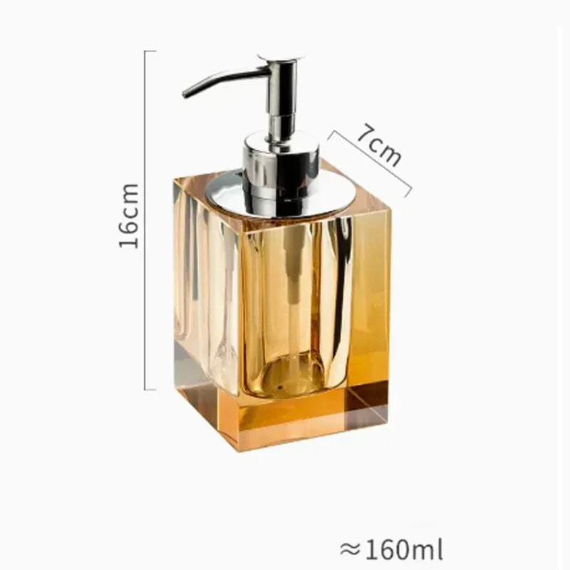 Light Luxury Crystal Glass Bathroom Accessories Set High End Shampoo Bottle Cotton Swab Jar Storage Tray Hotels Bathroom Decor