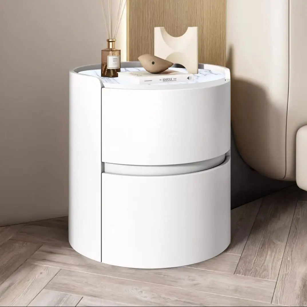 Light Luxury Round Leather Bedside Table Bedroom Bedside Cabinet Living Room Storage Cabinet Creative Bedroom Storage Cabinets